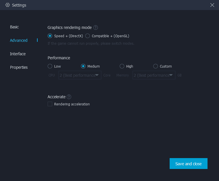 MuMu Settings - Advanced Setting