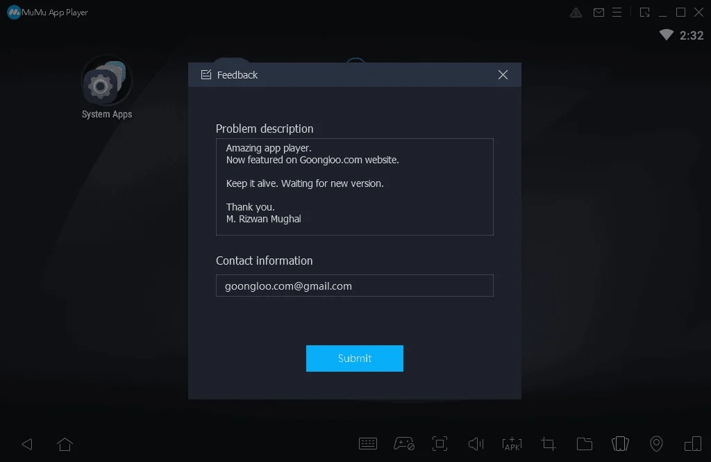 MuMu Player 35 Feedback and support